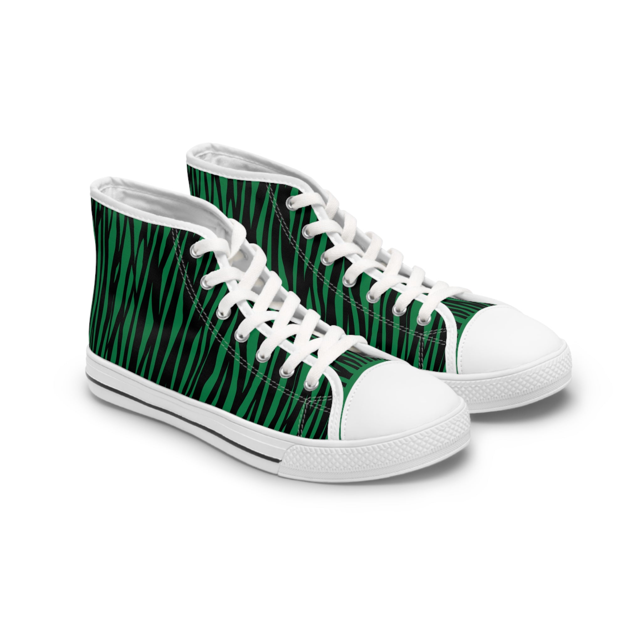 Fierce Green Zebra Print High Top Sneakers for Women